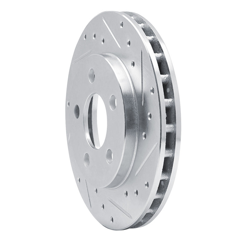 R1 85-89 Dodge ARIES Front Right Drilled & Slotted Silver Brake Rotor