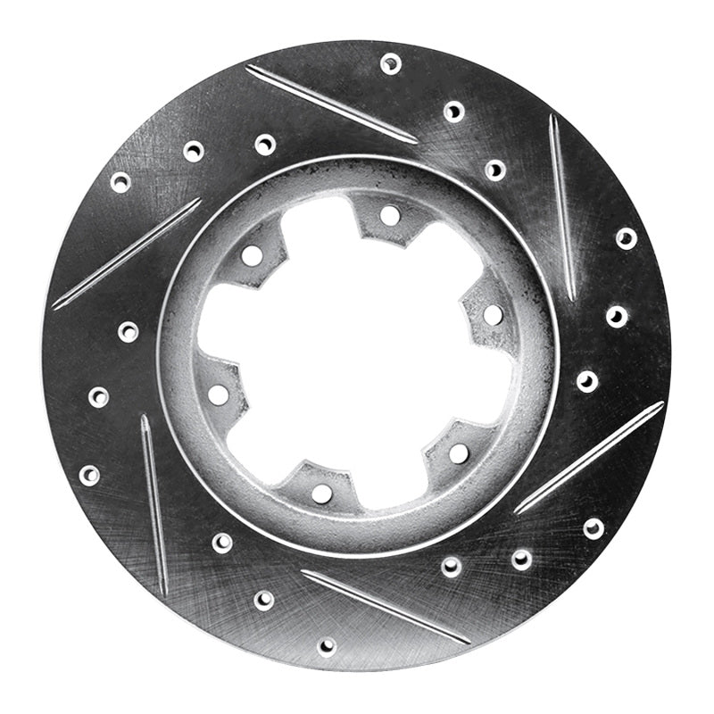 R1 83-85 Nissan 720 DATSUN Front Left Drilled & Slotted Silver Brake Rotor