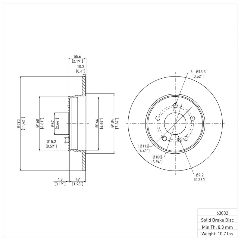 R1 1994-2011 Mercedes-Benz C36 AMG Rear Brake Rotor