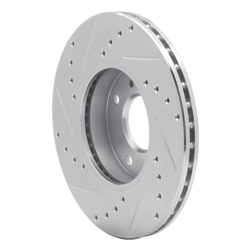 R1 93-06 Infiniti G20 Front Right Drilled & Slotted Silver Brake Rotor