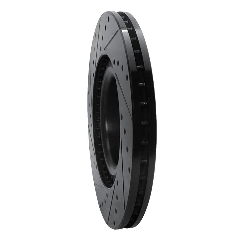 R1 01-03 Audi S8 Front Right Drilled & Slotted Black Brake Rotor