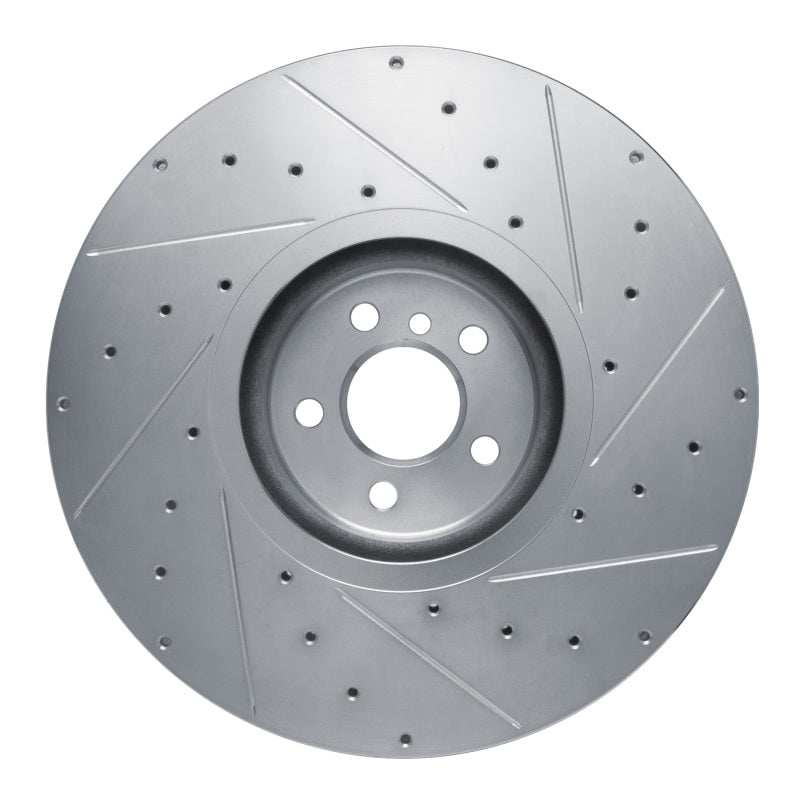 R1 17-25 BMW X6 Left Front Drilled & Slotted Silver Brake Rotor