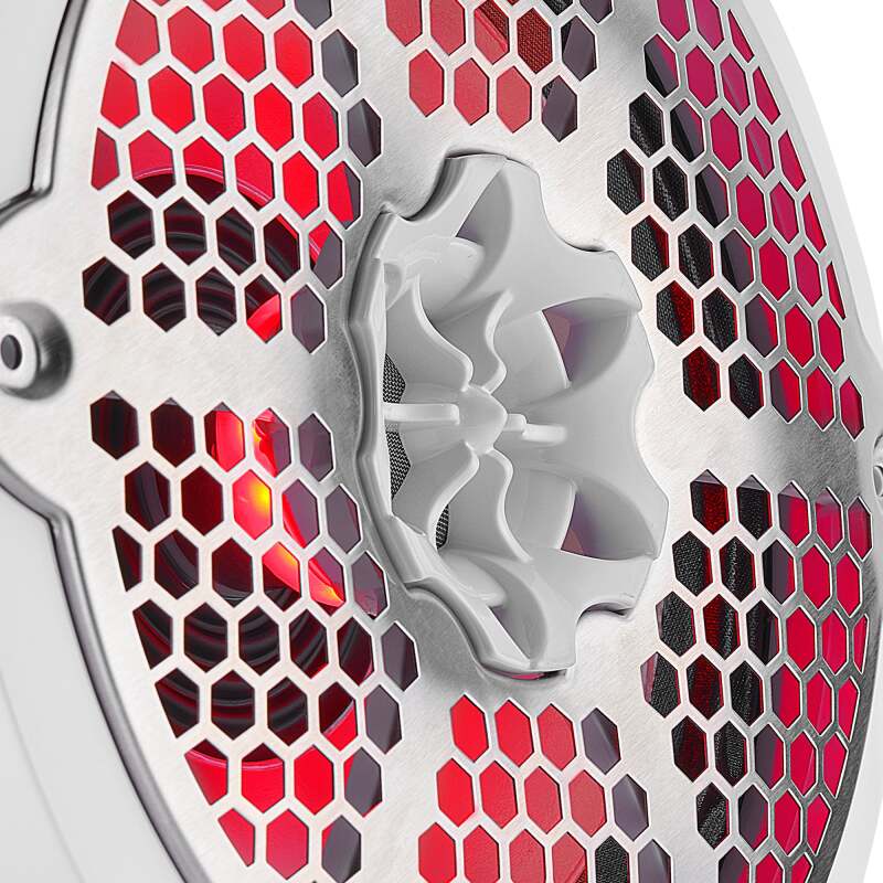 DS18 Hybrid Marine Speaker w/ Driver And RGB LEDs 8in 2-Way 350 Watts RMS 4 ohm White w/ Covers