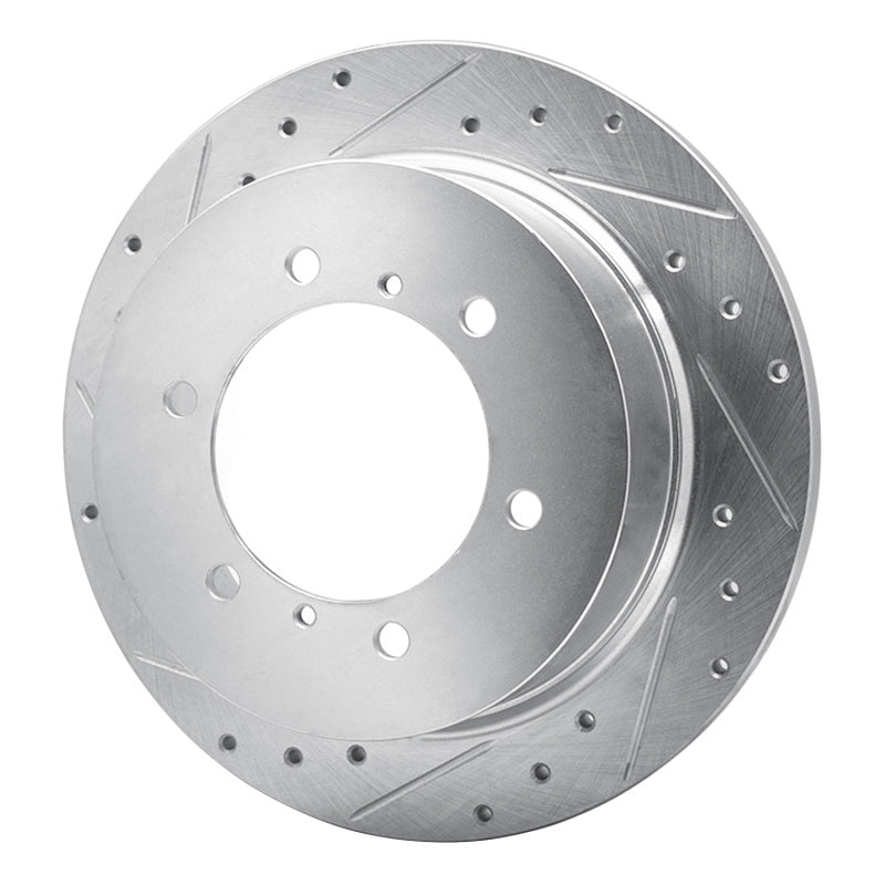 R1 90-04 Mitsubishi Montero Rear Left Drilled & Slotted Silver Brake Rotor