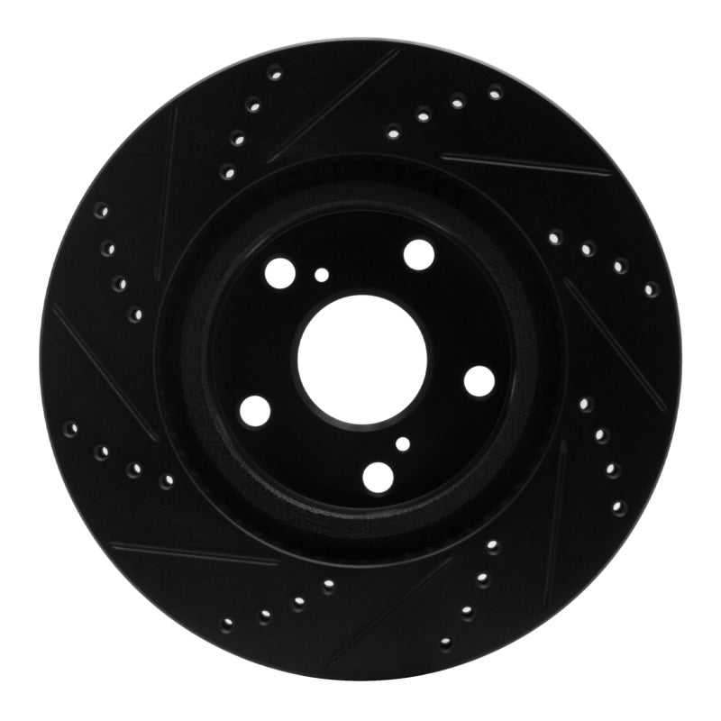 R1 06-20 Lexus ES350 Front Right Drilled & Slotted Black Brake Rotor