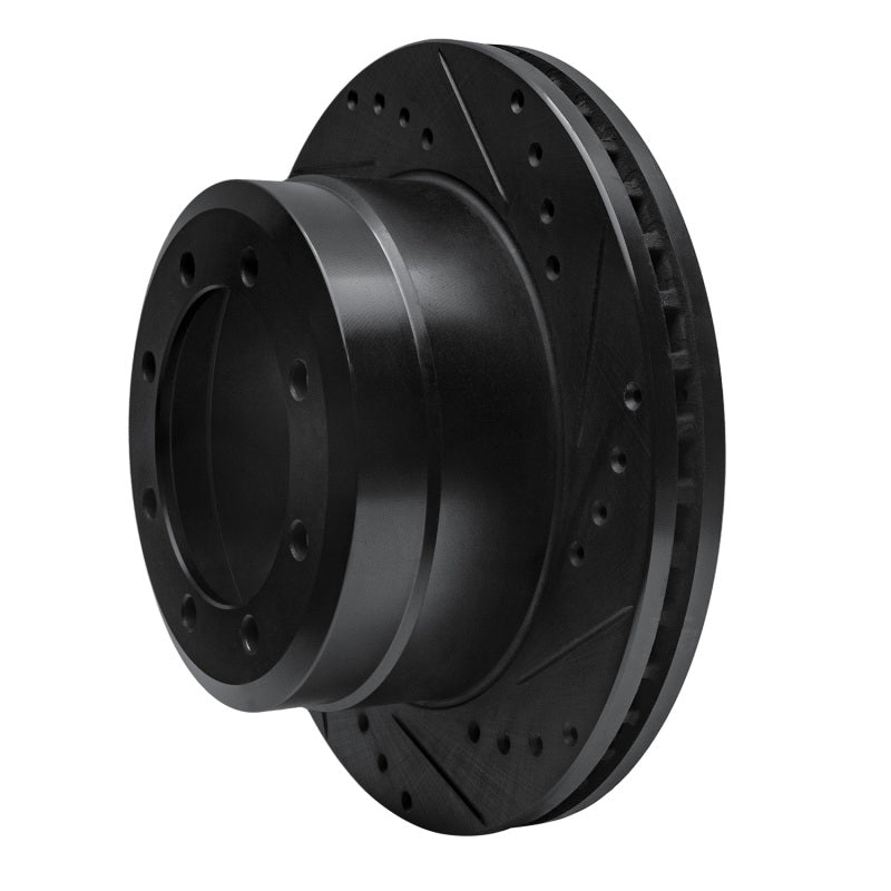 R1 05-12 Ford F-350 Super Duty 2WD Rear Right Drilled & Slotted Black Brake Rotor