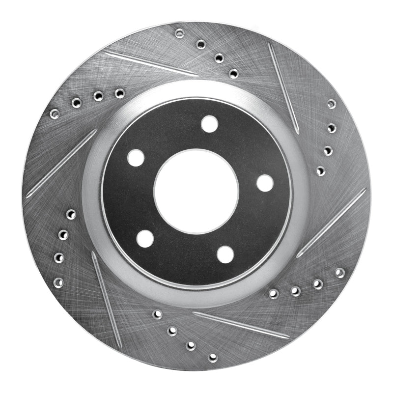 R1 07-15 Nissan Rogue Front Right Drilled & Slotted Silver Brake Rotor