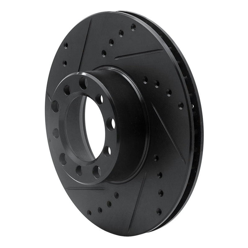 R1 79-85 Mercedes-Benz 380SL Front Left Drilled & Slotted Black Brake Rotor