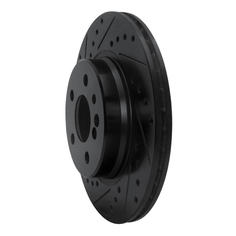 R1 92-99 Mercedes-Benz S420 Rear Left Drilled & Slotted Black Brake Rotor