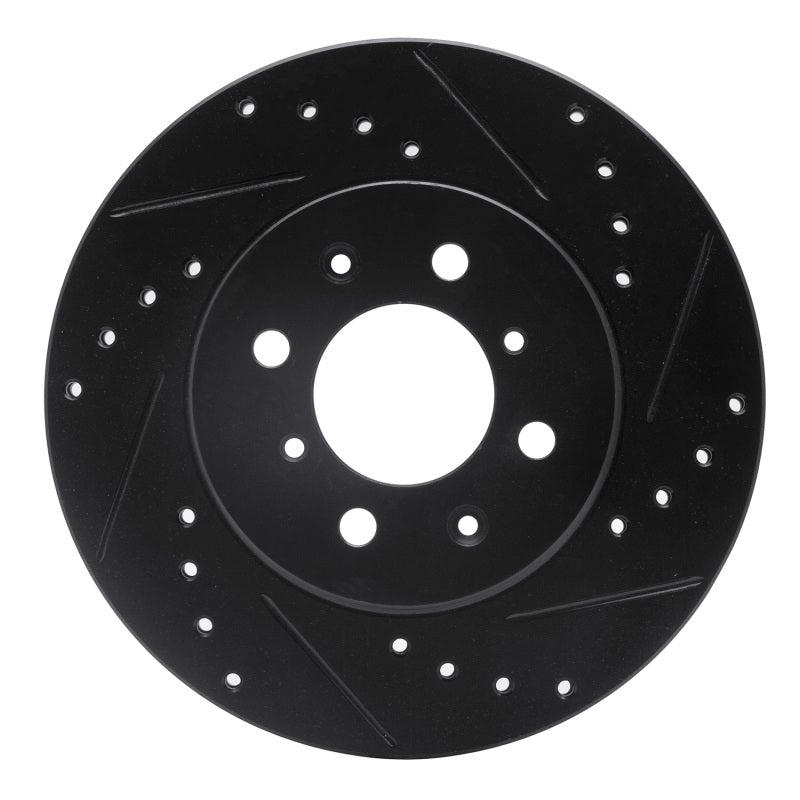R1 90-17 Acura EL Front Right Drilled & Slotted Black Brake Rotor