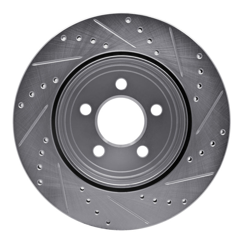 R1 05-23 Chrysler 300 Rear Left Drilled & Slotted Silver Brake Rotor