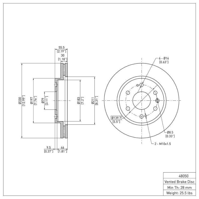 R1 2005-2020 Cadillac Escalade EXT Front Brake Rotor