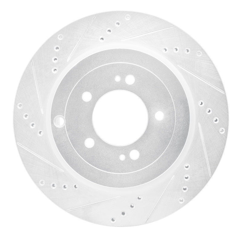 R1 08-15 Mitsubishi Lancer Rear Left Drilled & Slotted Silver Brake Rotor