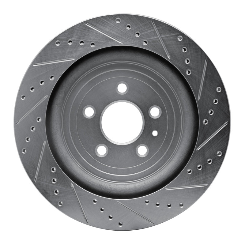 R1 13-19 Ford Explorer Rear Left Drilled & Slotted Silver Brake Rotor