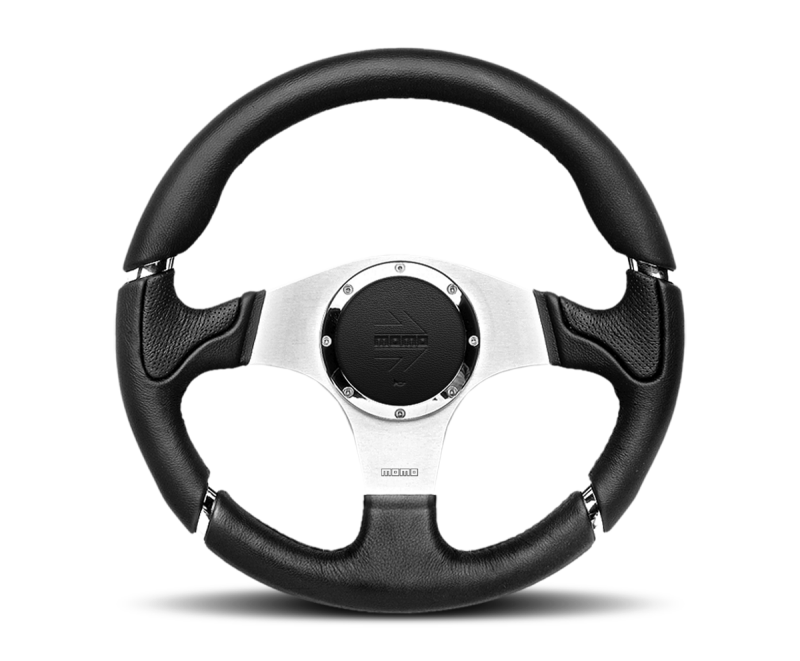 Momo Montecarlo Steering Wheel 350 mm - Black Leather/Black Stitch/Black Spokes