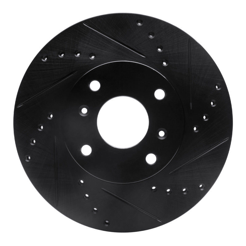 R1 98-99 Acura CL Front Right Drilled & Slotted Black Brake Rotor