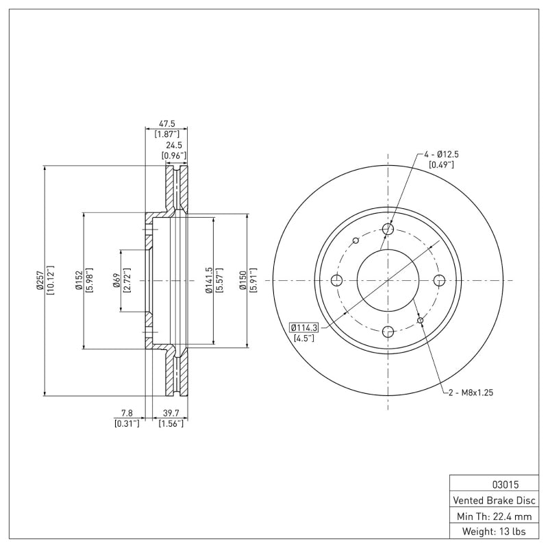 R1 01-03 Hyundai Sonata Front Brake Rotor