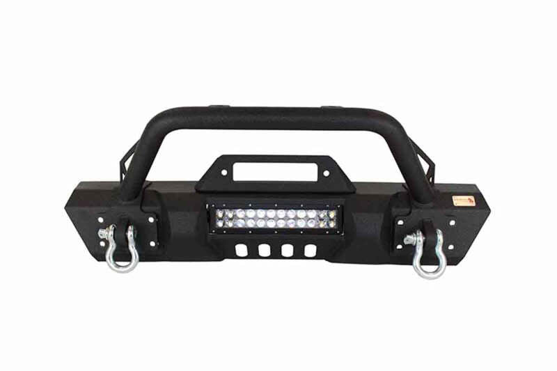 Fishbone Offroad 07-18 Jeep Wrangler JK Frnt Stubby Winch Bumper W/Tube Guard - Blk Txtrd Powdercoat