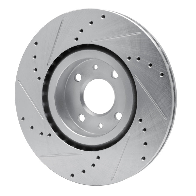R1 2012-2019 Fiat 500 (USA/Canada) Front Right Drilled & Slotted Silver Brake Rotor