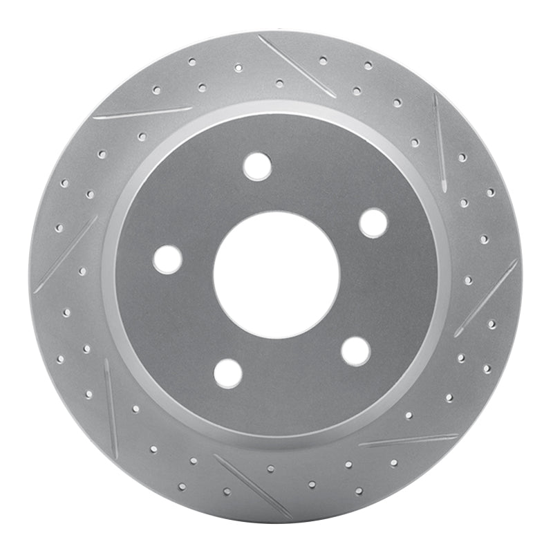 R1 99-04 Jeep Grand Cherokee Rear Right Drilled & Slotted Geo-Carbon Rotor