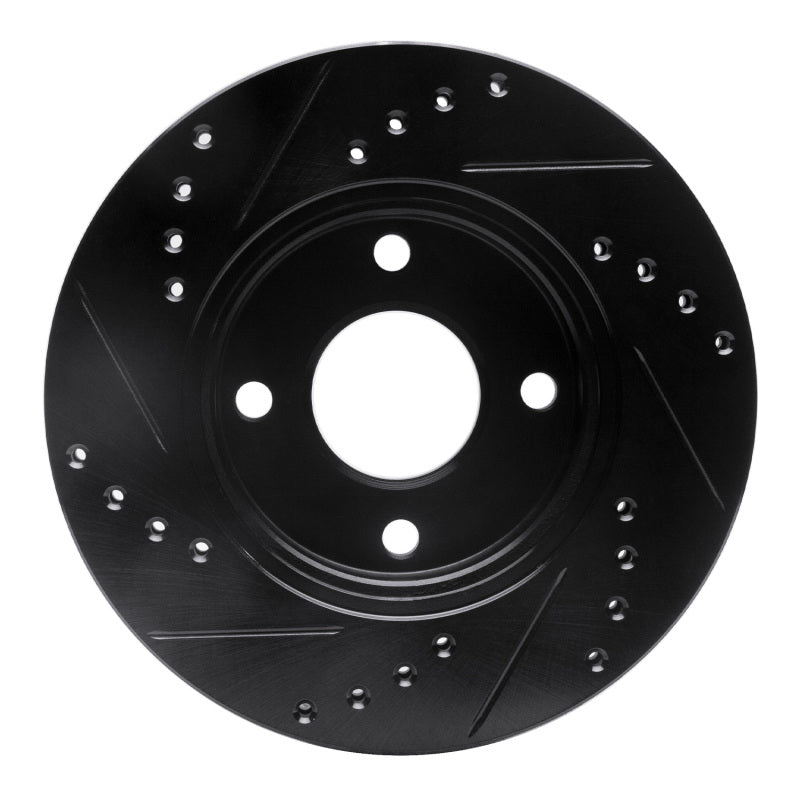 R1 00-15 Ford Ikon (Mexico / Made In India) Front Right Drilled & Slotted Black Brake Rotor