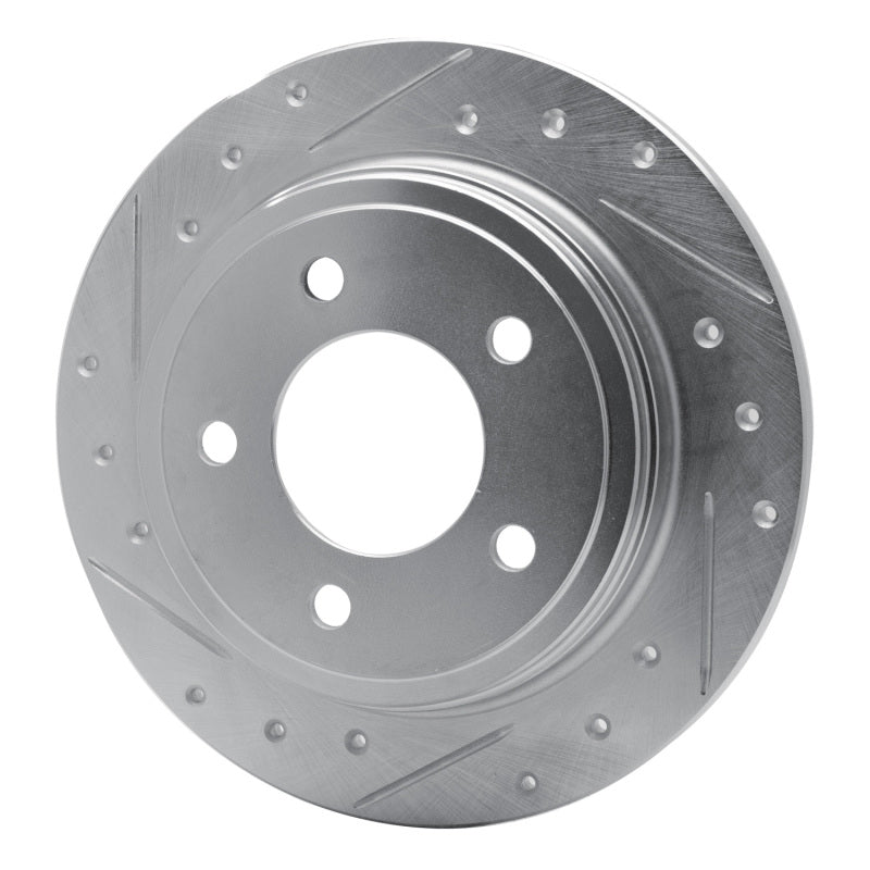 R1 93-04 Chrysler 300M Rear Left Drilled & Slotted Silver Brake Rotor