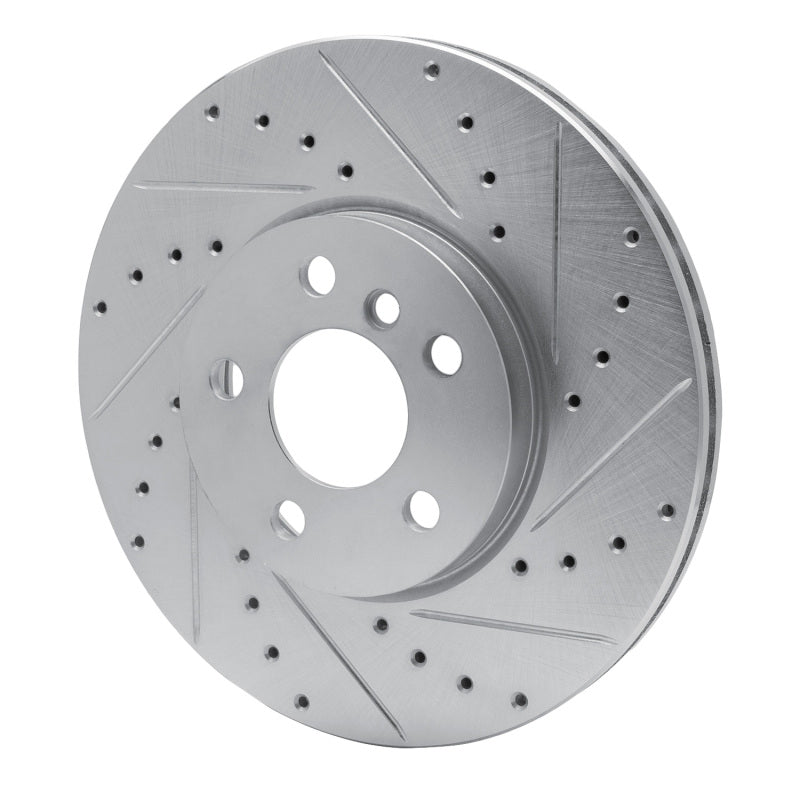R1 16-24 Mini Cooper Clubman Front Right Drilled & Slotted Silver Brake Rotor