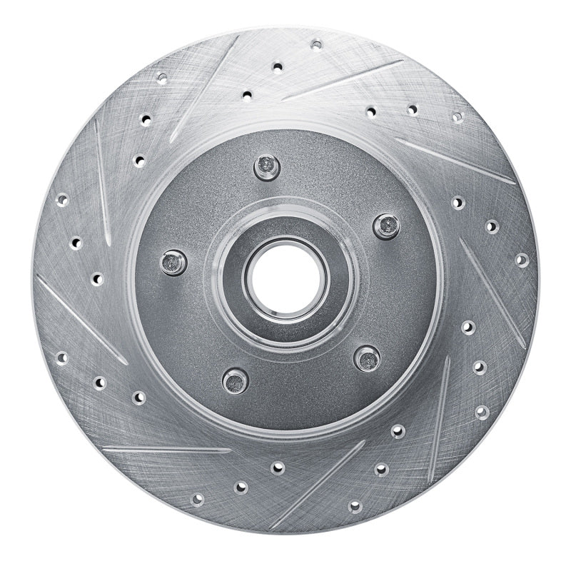 R1 74-79 Ford Custom 500 Front Left Drilled & Slotted Silver Brake Rotor