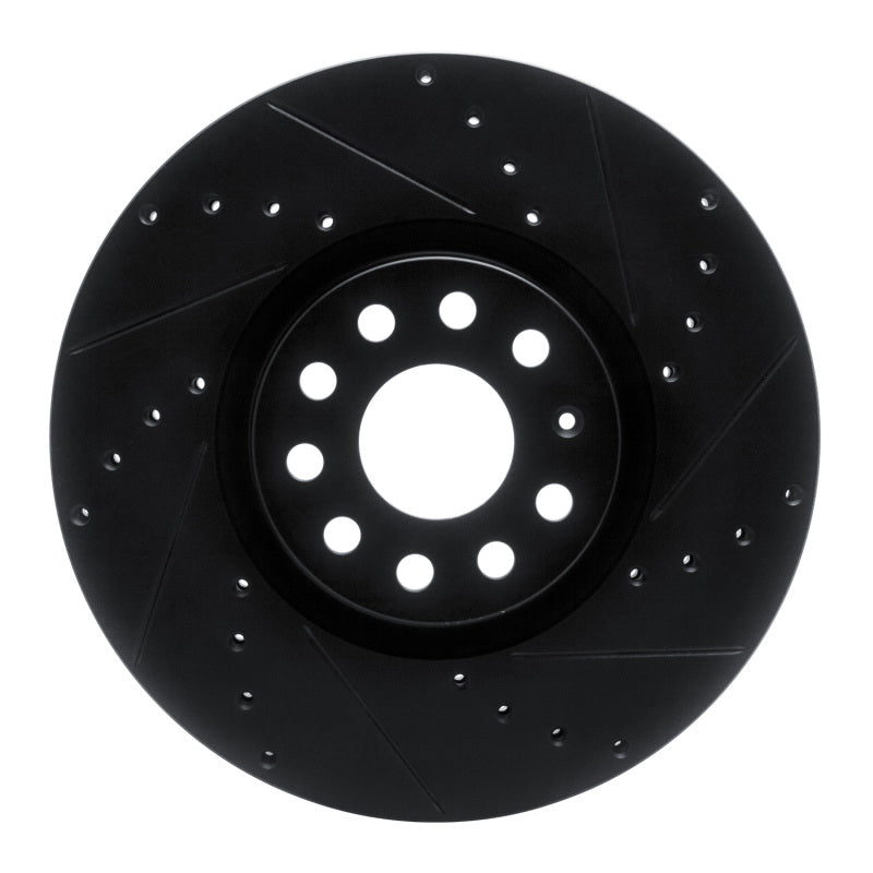 R1 18-25 Volkswagen ATLAS Front Right Drilled & Slotted Black Brake Rotor