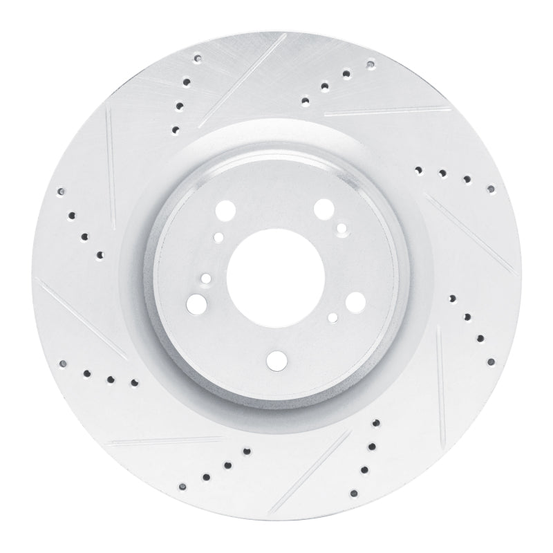 R1 2021-2025 Acura TLX Front Left Drilled & Slotted Silver Brake Rotor