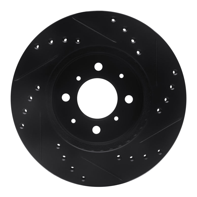 R1 88-91 Honda Prelude Front Left Drilled & Slotted Black Brake Rotor
