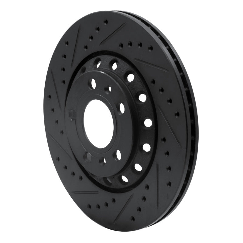 R1 04-10 Audi A8 Rear Left Drilled & Slotted Black Brake Rotor