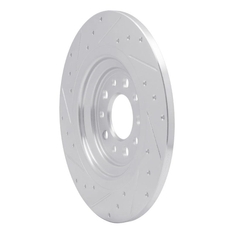 R1 14-23 Jeep Cherokee Rear Right Drilled & Slotted Silver Brake Rotor