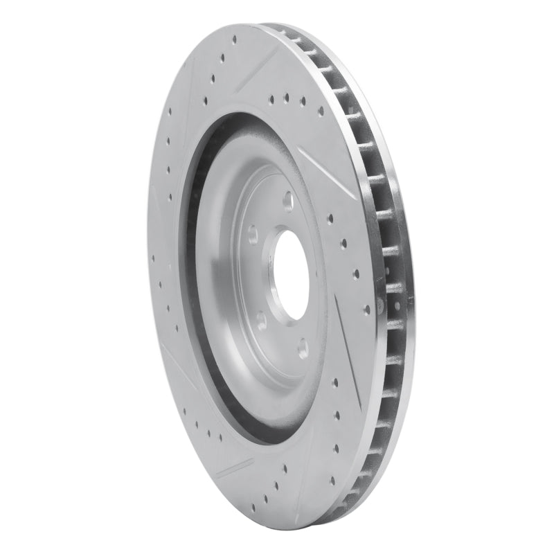 R1 08-09 Jaguar XKR Left Rear Drilled & Slotted Silver Brake Rotor