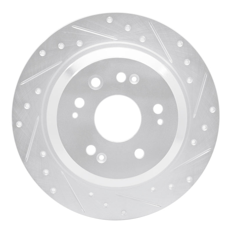 R1 10-15 Honda Crosstour Rear Right Drilled & Slotted Silver Brake Rotor