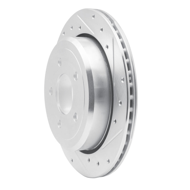 R1 03-11 Ford Crown Victoria Rear Right Drilled & Slotted Silver Brake Rotor