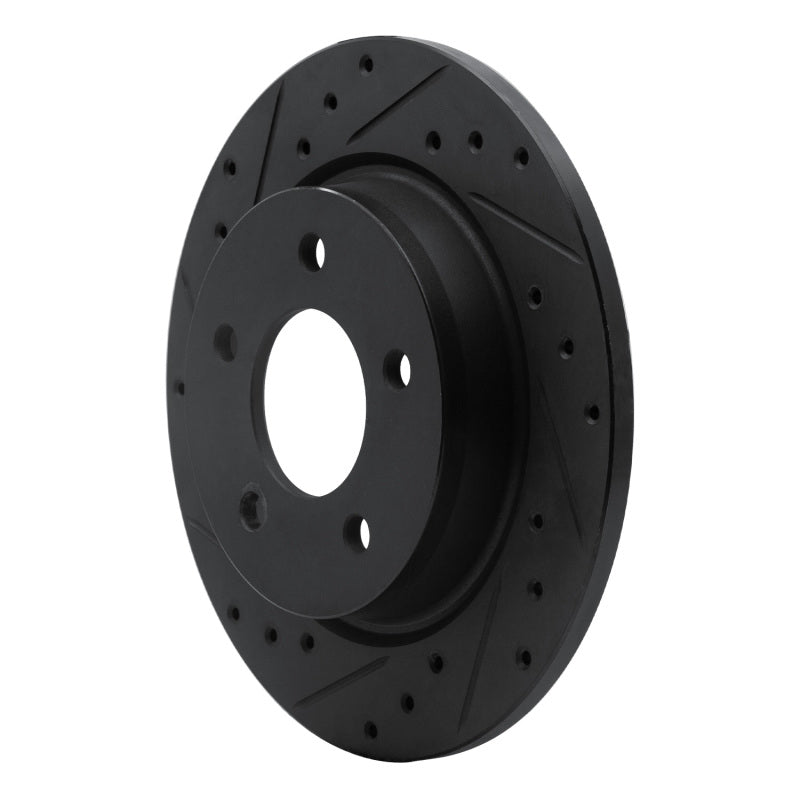 R1 04-13 Mazda 3 Rear Left Drilled & Slotted Black Brake Rotor