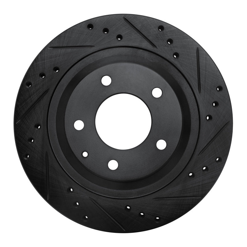 R1 93-95 Mazda RX-7 Rear Right Drilled & Slotted Black Brake Rotor