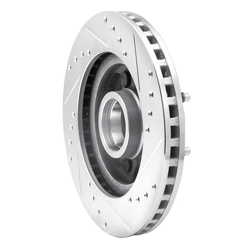 R1 82-87 Ford Mustang Front Left Drilled & Slotted Silver Brake Rotor