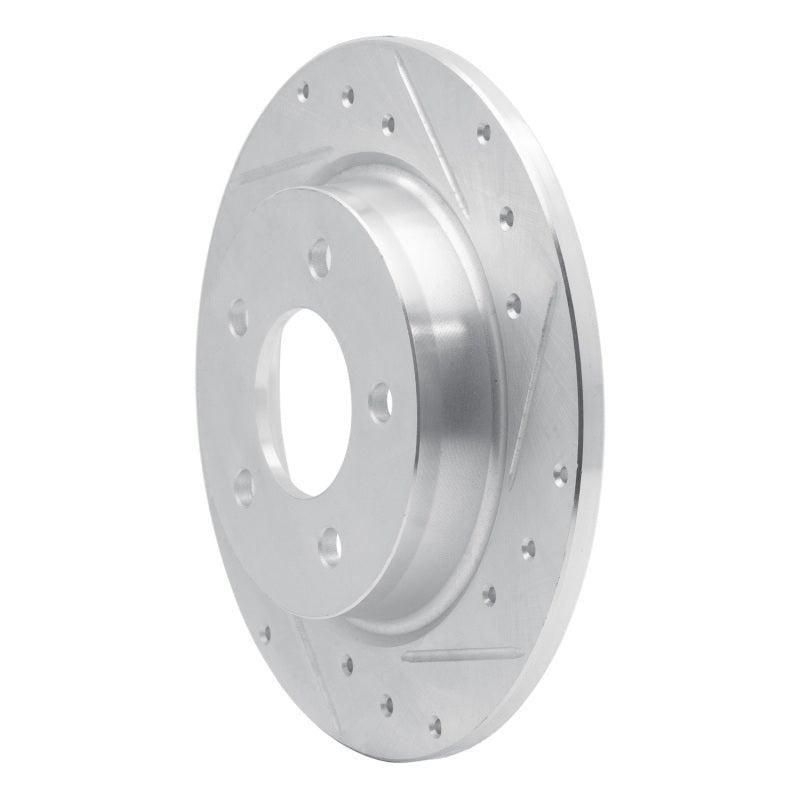 R1 04-13 Mazda 3 Rear Right Drilled & Slotted Silver Brake Rotor