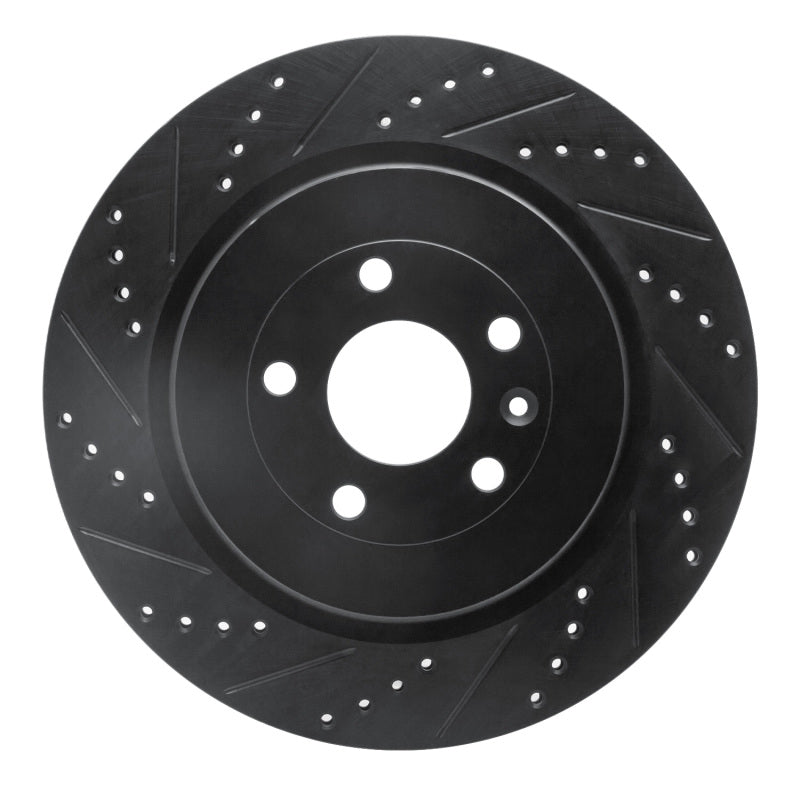 R1 13-19 Ford Police Interceptor Sedan Rear Left Drilled & Slotted Black Brake Rotor