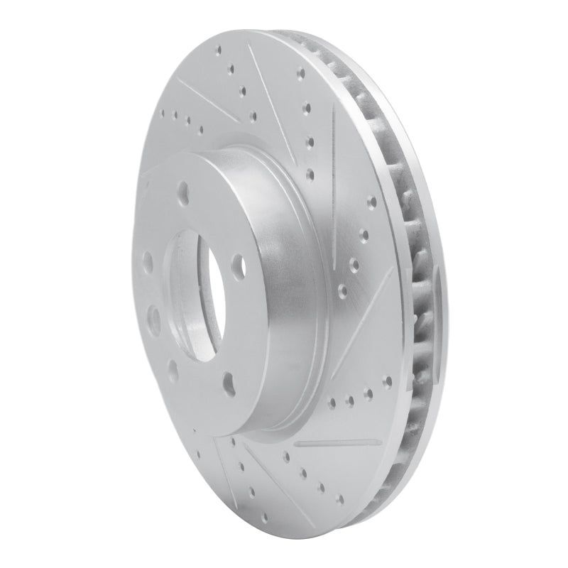 R1 03-18 Porsche Cayenne Right Front Drilled & Slotted Silver Brake Rotor