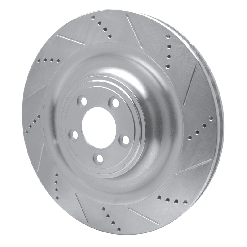 DFC 08-09 Jaguar XKR Left Front Drilled & Slotted Silver Brake Rotor