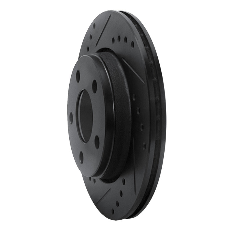 R1 85-91 Audi 5000CS Turbo Quattro Rear Left Drilled & Slotted Black Brake Rotor