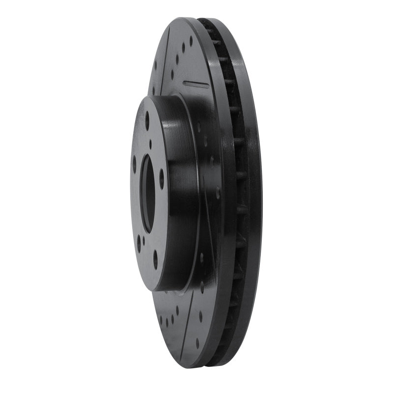 R1 92-98 Lexus SC300 Front Left Drilled & Slotted Black Brake Rotor
