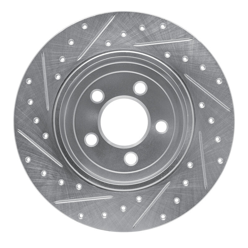 R1 2005-2023 Chrysler 300 Rear Right Drilled & Slotted Silver Brake Rotor