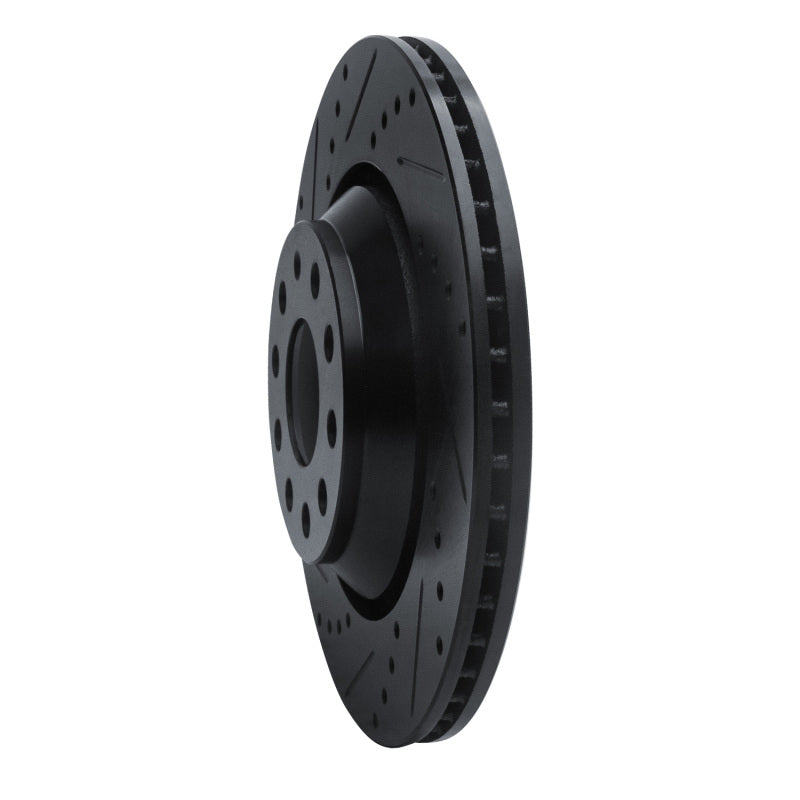 R1 15-25 Volkswagen GTI Rear Left Drilled & Slotted Black Brake Rotor