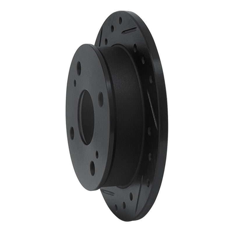 R1 85-87 Toyota Corolla (US/Canada) Rear Left Drilled & Slotted Black Brake Rotor