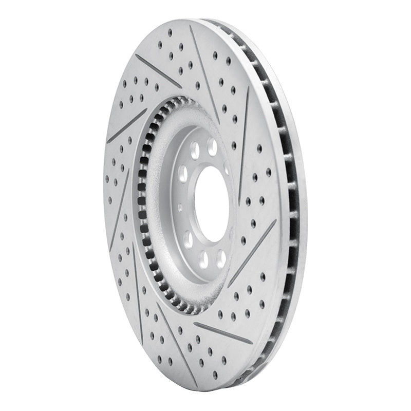 R1 00-06 Audi TT Quattro Front Left Drilled & Slotted Geo-Carbon Rotor