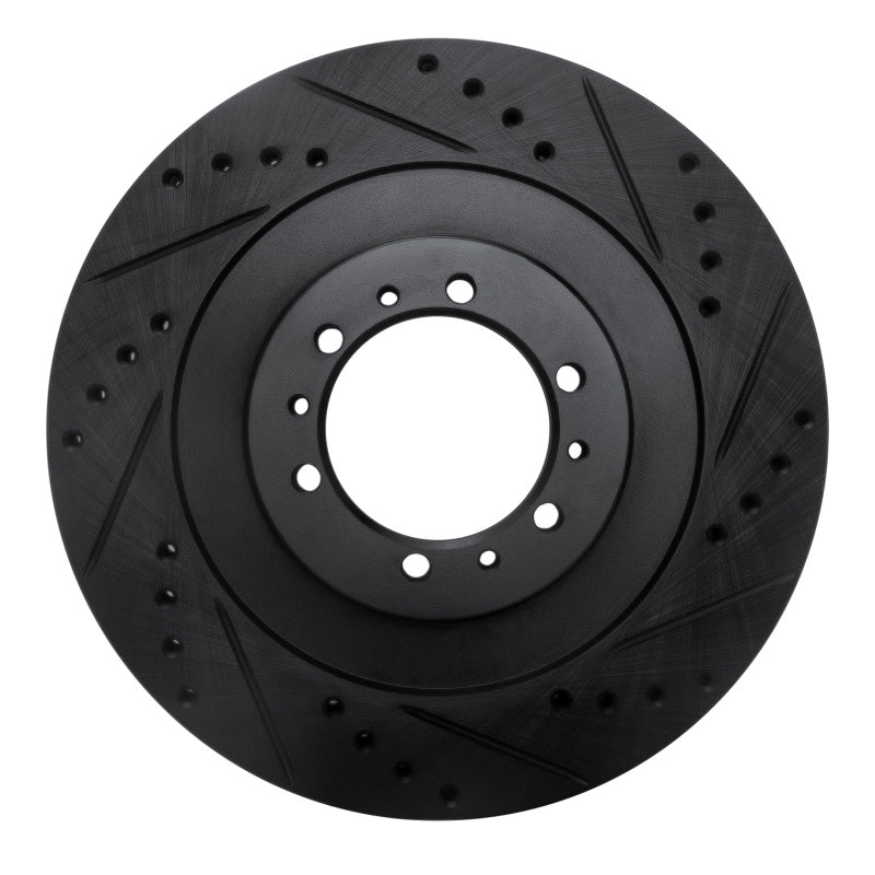 R1 98-04 Mitsubishi Montero Front Right Drilled & Slotted Black Brake Rotor